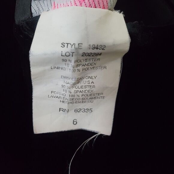 Vtg Betsy & Adam Halter Dress 6 Black Velvet Ruffle Maxi Pink Trim Whimsigoth - Picture 11 of 12